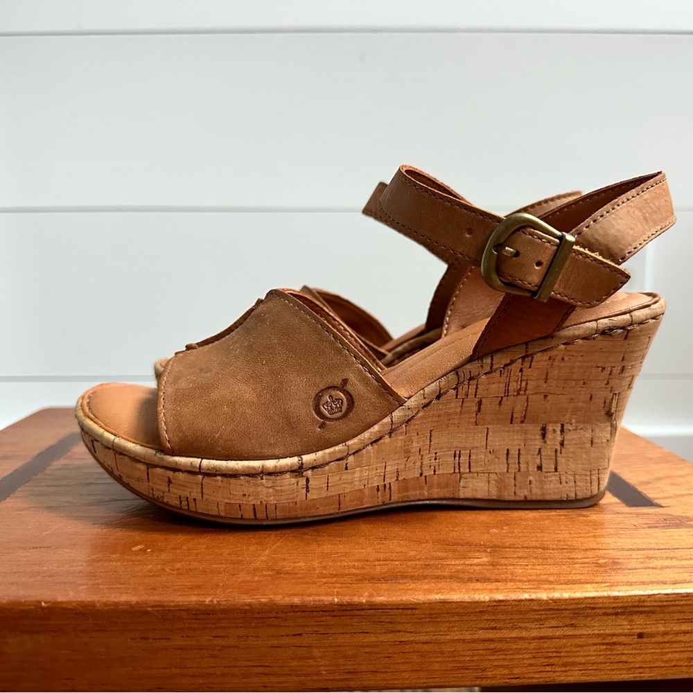 Born Tan Wedge Sandals